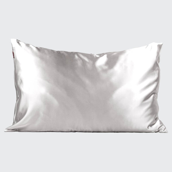 Satin Standard Pillowcase, Silver | Kitsch