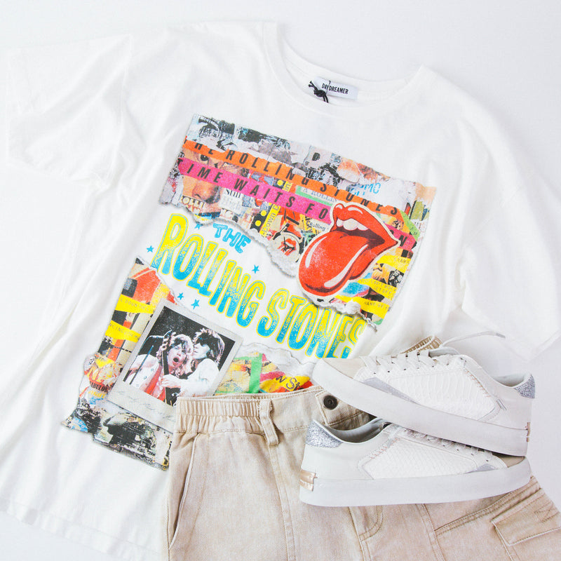 Rolling Stones Time Waits For No One Tee, Vintage White | Daydreamer