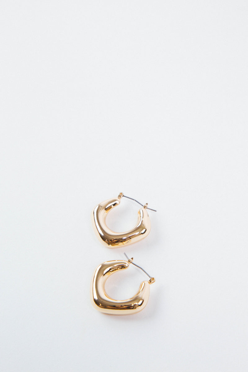 Mae Puffy Rhombus Hoop Earrings, Gold