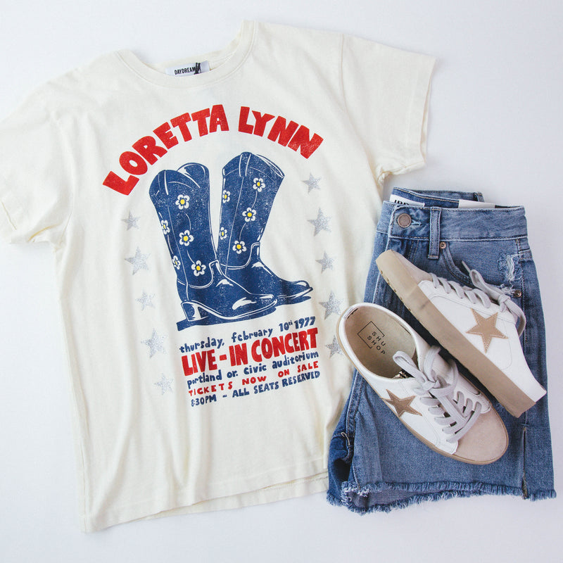 Loretta Lynn In Concert Tour Tee, Stone Vintage | Daydreamer