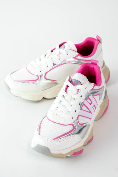 Pink Walmart Girls White Sneakers Kid Girls' Casual Sneakers In - Main Image