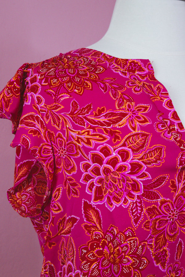 Athena Flutter Sleeve Blouse, Hot Pink | Plus Size