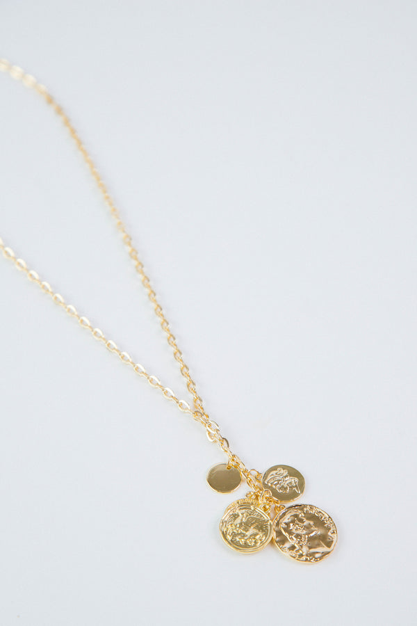 Kaiya Brass 18" Multi Coin Necklace, Gold