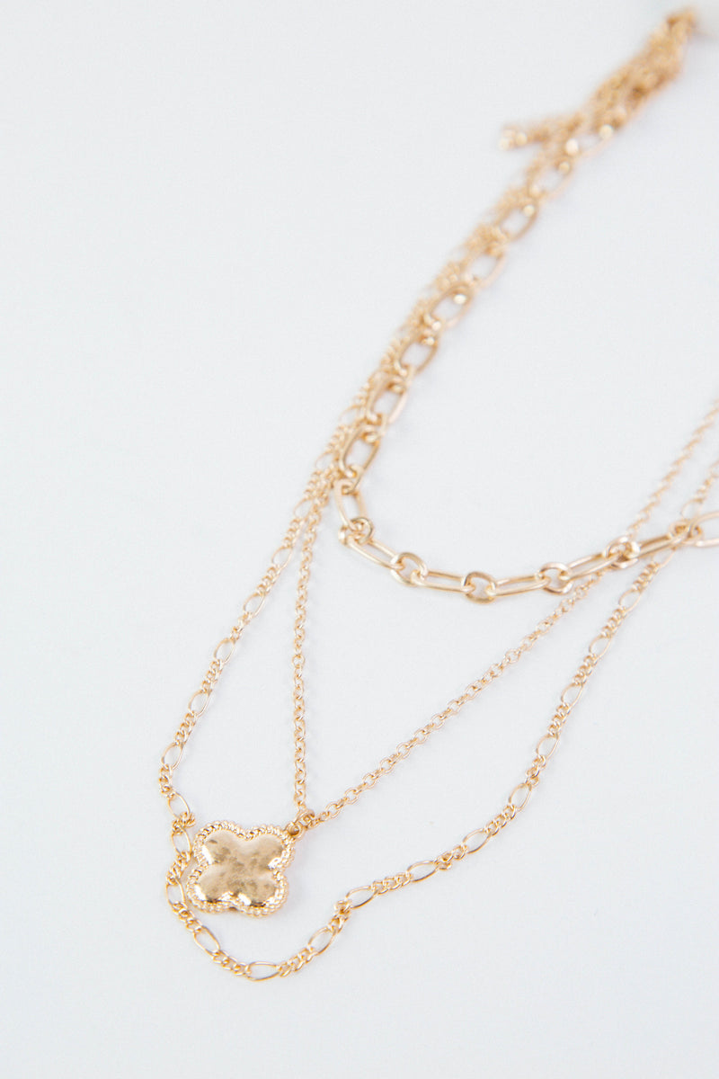 Talia Clover Layered Necklace, Gold