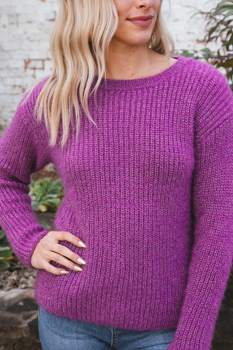 Jolene Crew Neck Sweater, Silver Violet | RD Style