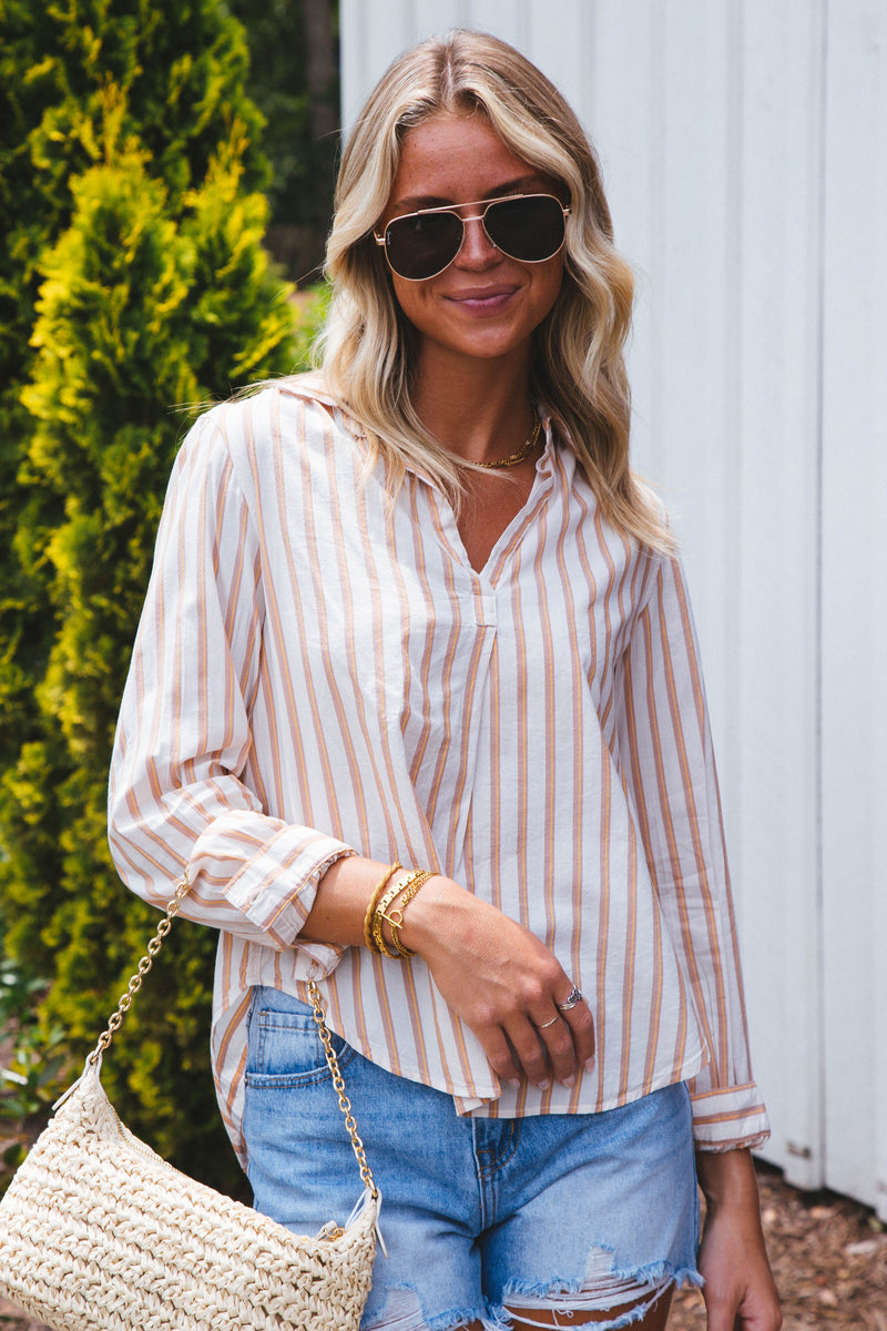 Kenzie Striped Shirt, Desert Stripe | Velvet Heart
