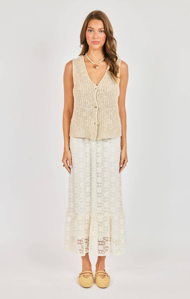 Ashtin Cardi Vest, Taupe Ivory | Sadie & Sage – North & Main