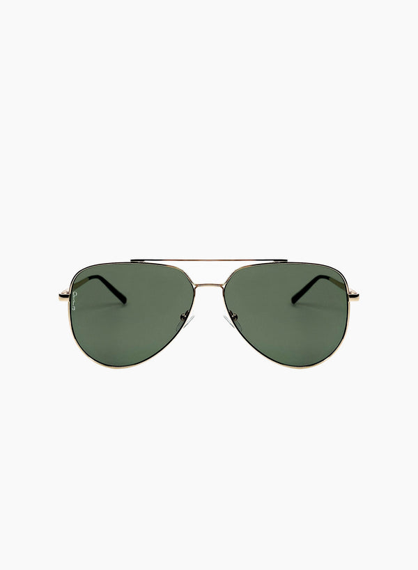 Billie Small Sunglasses, Gold/Green | Otra