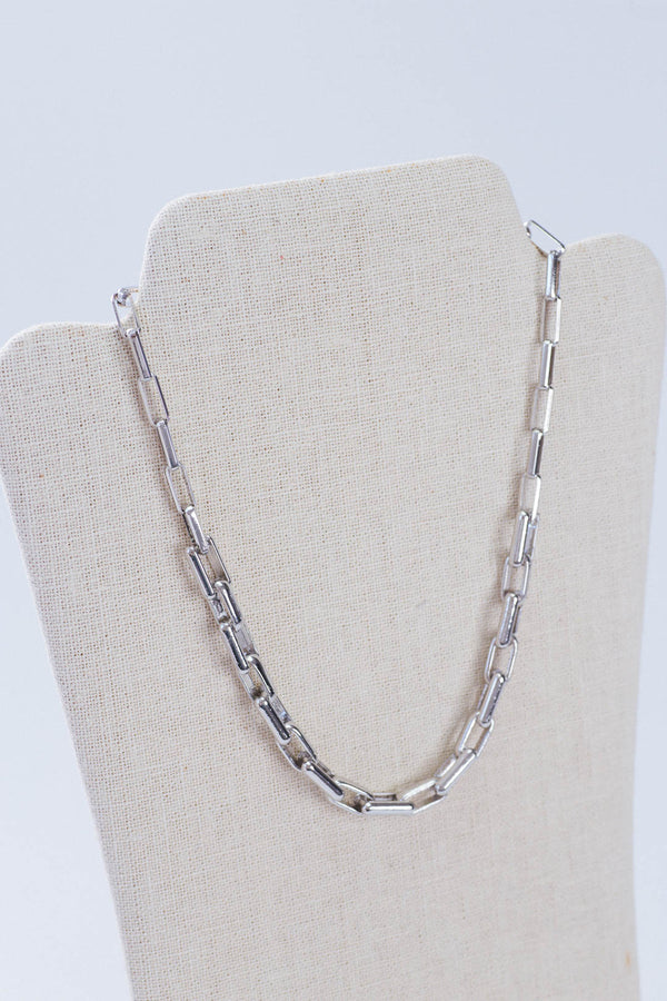Rhodium Link Necklace, Silver