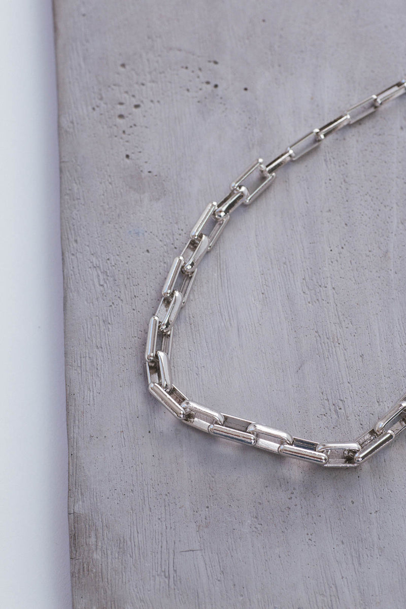 Rhodium Link Necklace, Silver