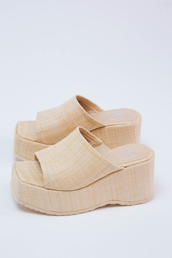 Trighton Straw Platform Sandal, Natural | Dirty Laundry