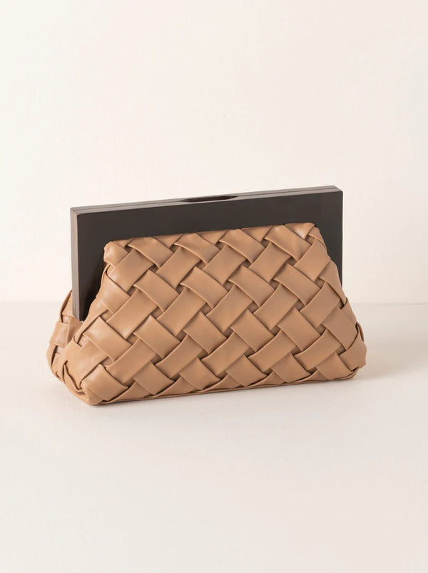 Charlotte Frame Clutch, Tan