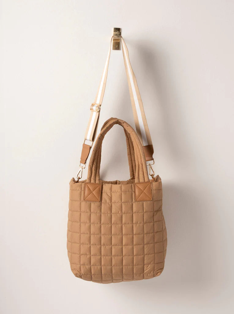 Ezra Quilted Tote, Tan