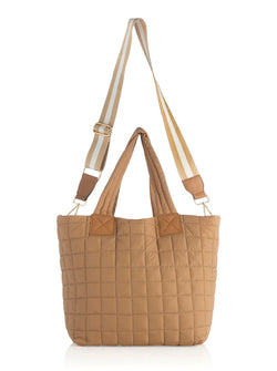 Ezra Quilted Tote, Tan