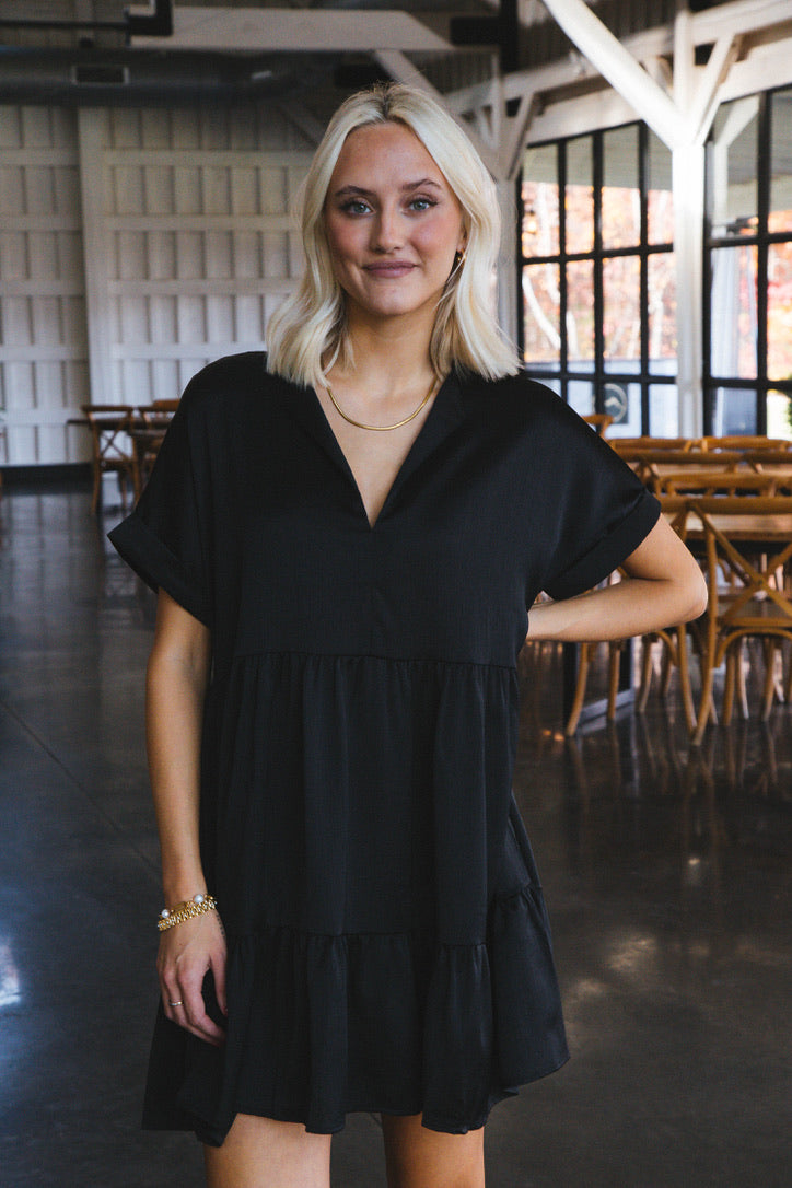 Serrano Tiered Dress, Black
