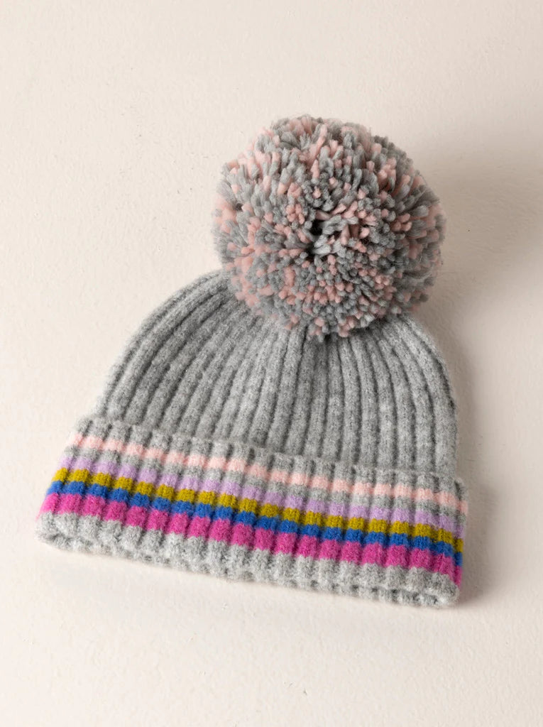 Ronen Ribbed Knit Hat, Grey