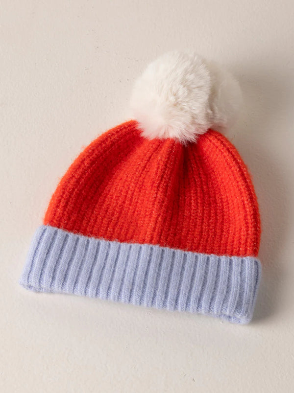 Jane Two Tone Knit Hat, Orange
