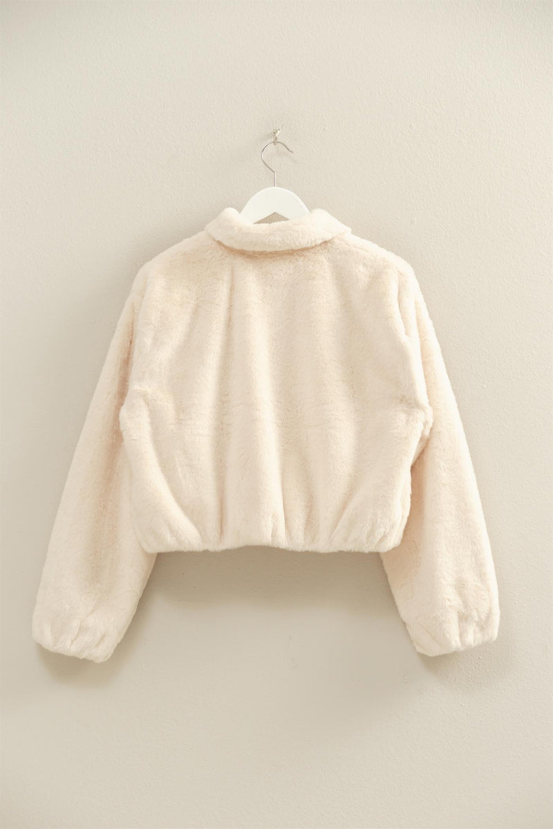 Irene Faux Fur Jacket, Cream