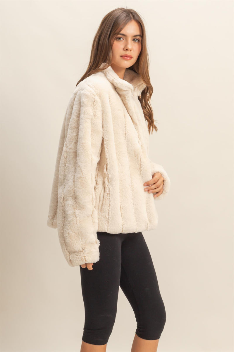 Sarah Faux Fur Jacket, Ivory