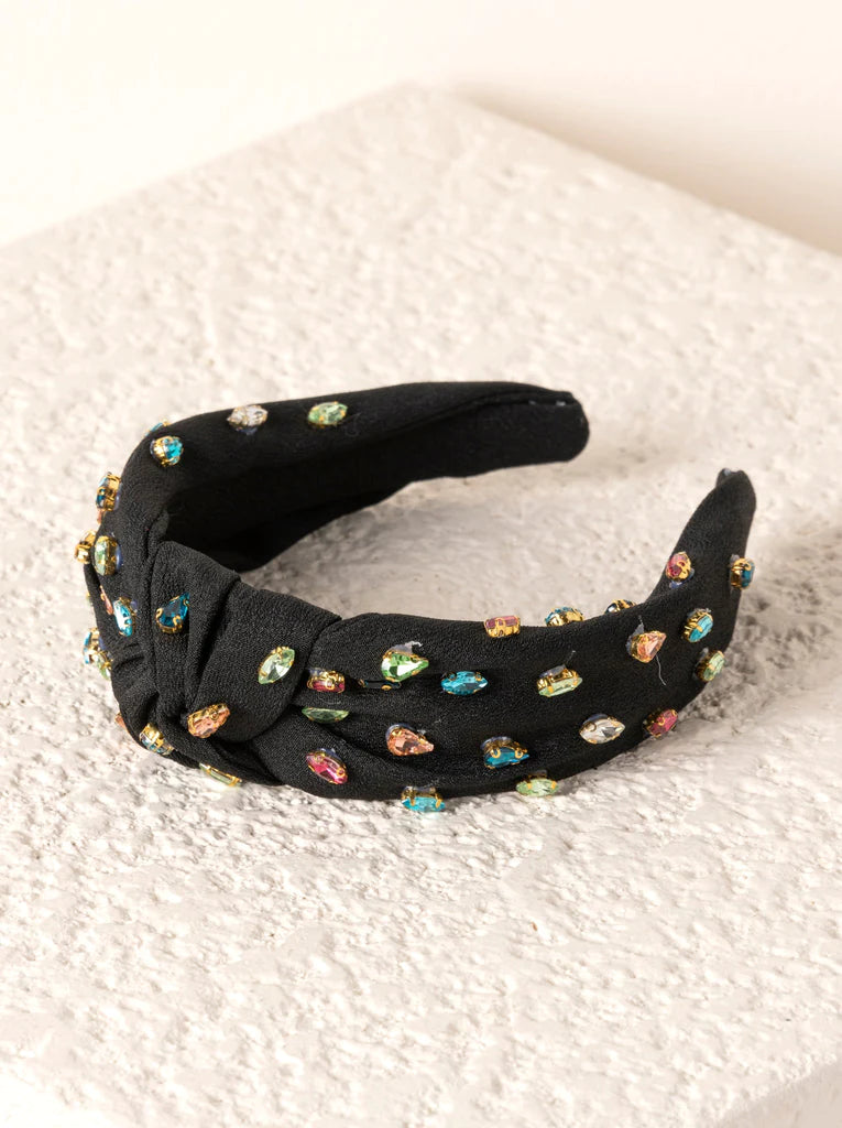 Gemmie Knotted Headband, Black