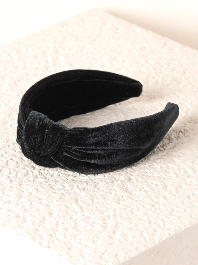Knotted Velvet Headband, Black