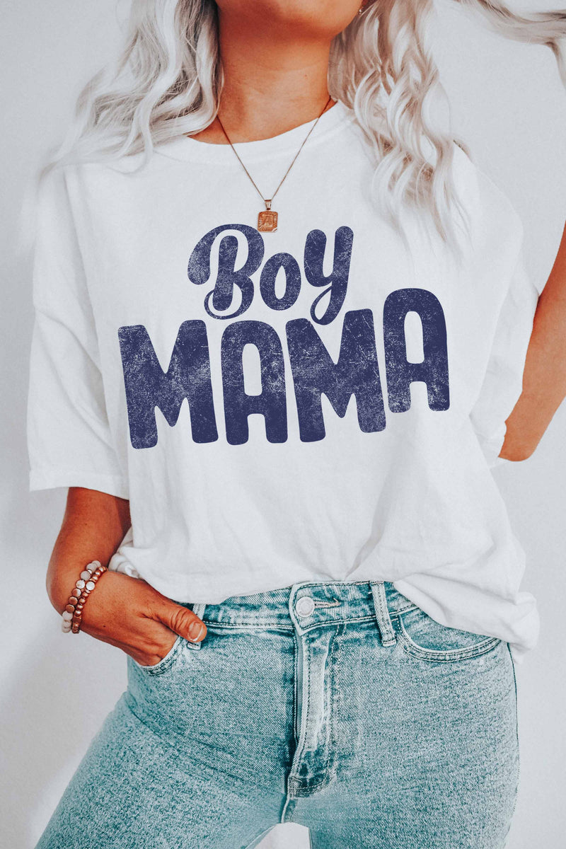 Boy Mama Graphic Tee, White