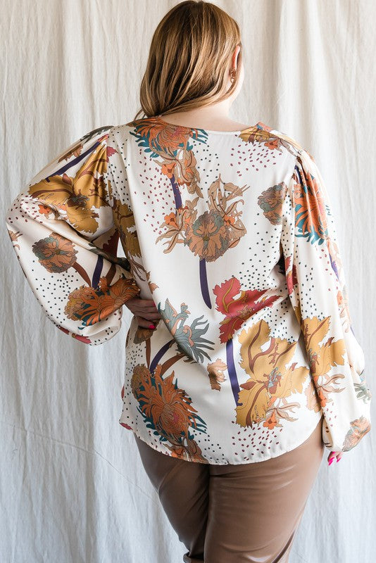 Parker Padgett Printed Blouse, Ivory | Extended Sizes Available
