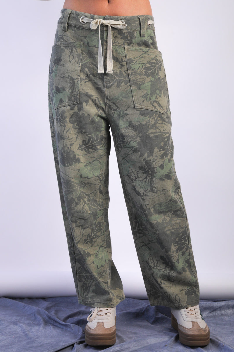 Reagan Barrel Leg Camo Pants, Branch Leaf Mix