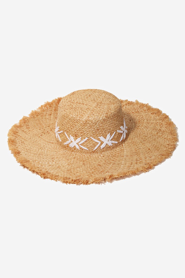 Georgina Straw Bucket Hat, Natural/Ivory