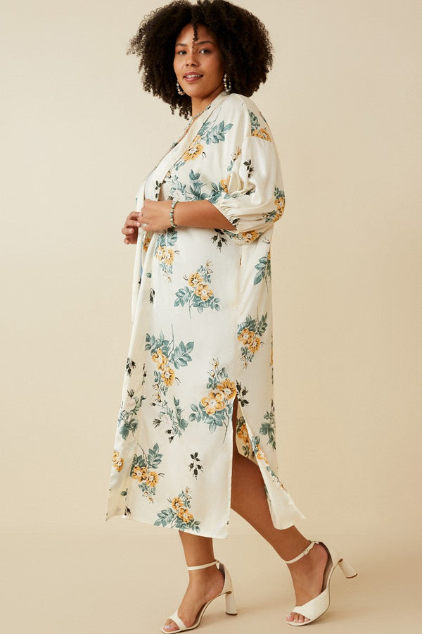 Fritzi Floral Kimono, Cream Mix | Plus Size
