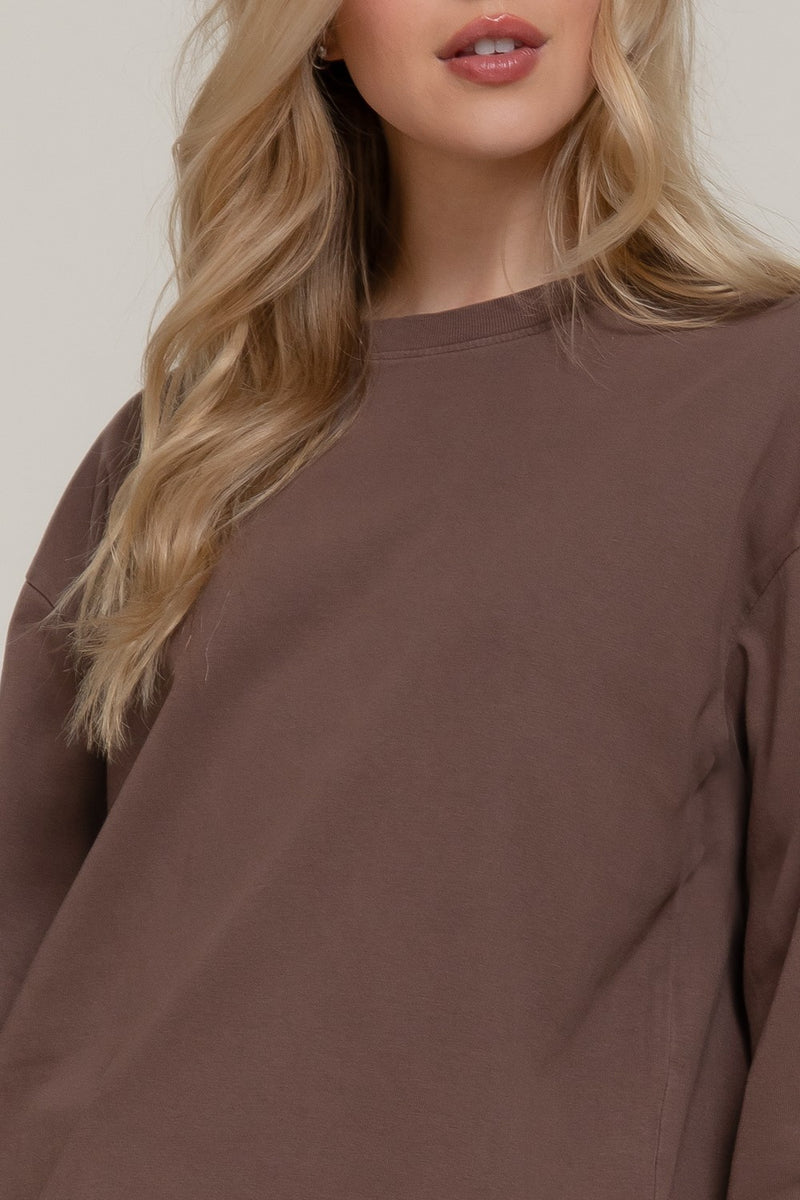 Raine Round Neck Garment Dye Tee, Brown