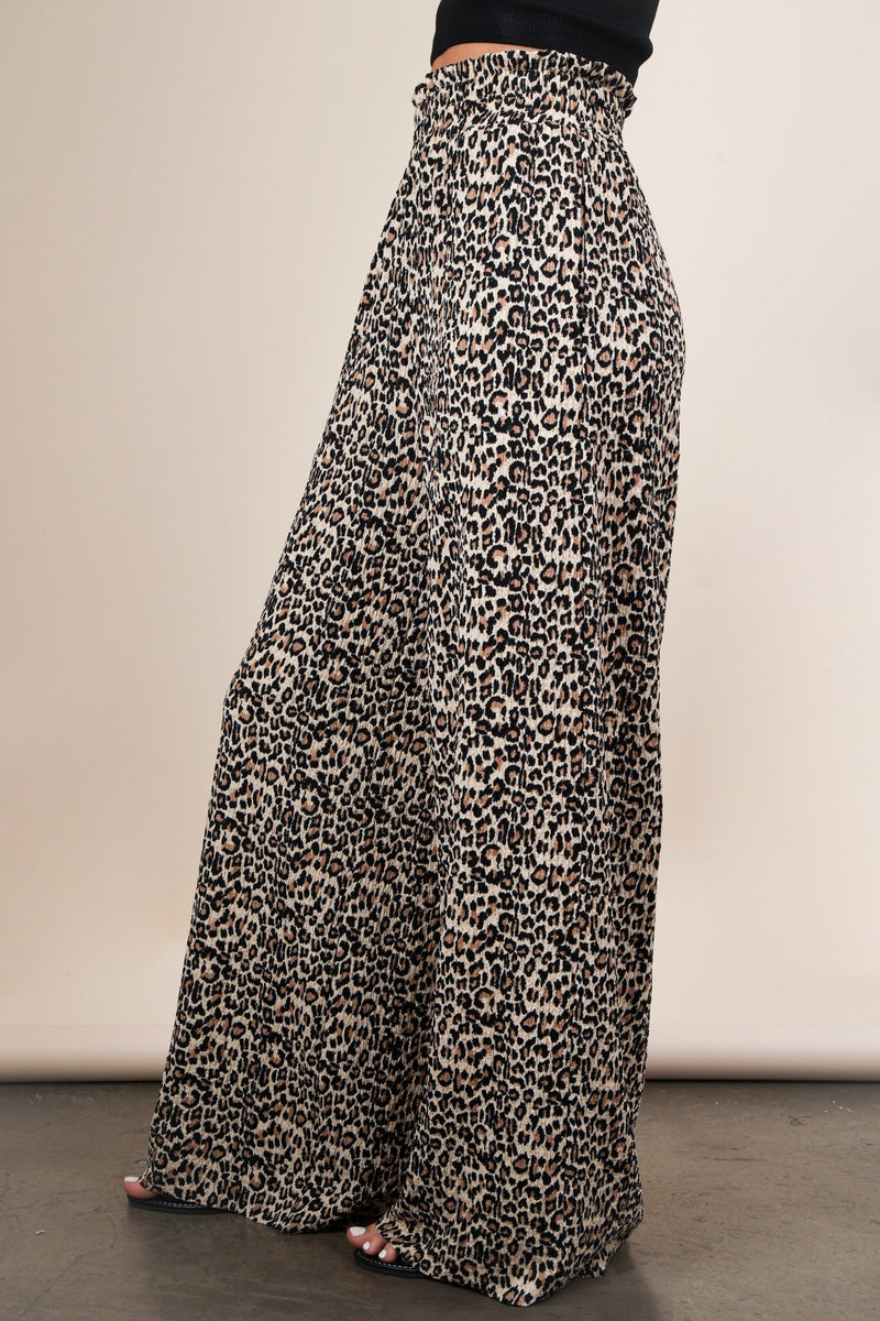 Rowan Textured Elastic Waist Pants, Mocha Leopard