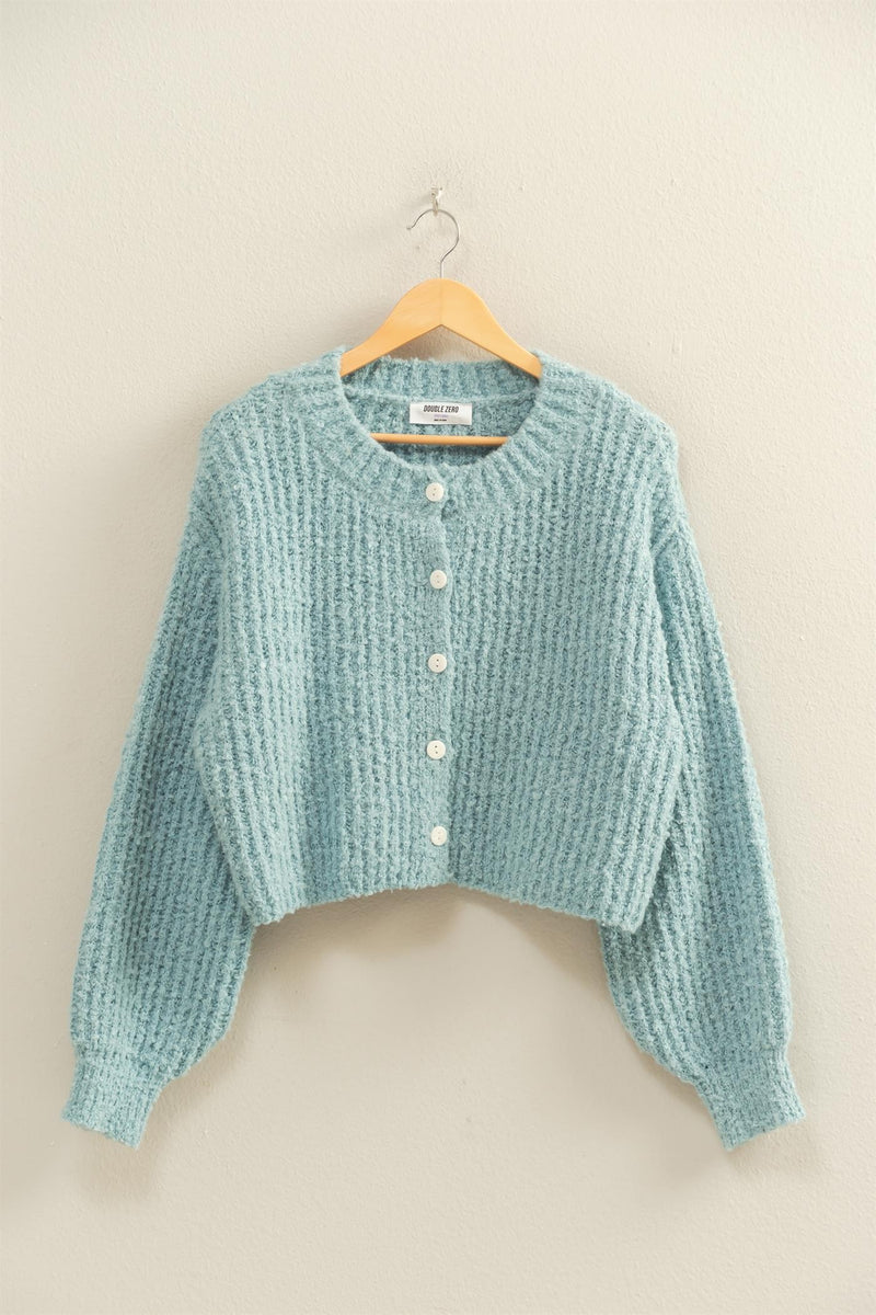 Emberly Fluffy Knit Cardigan, Sky Blue
