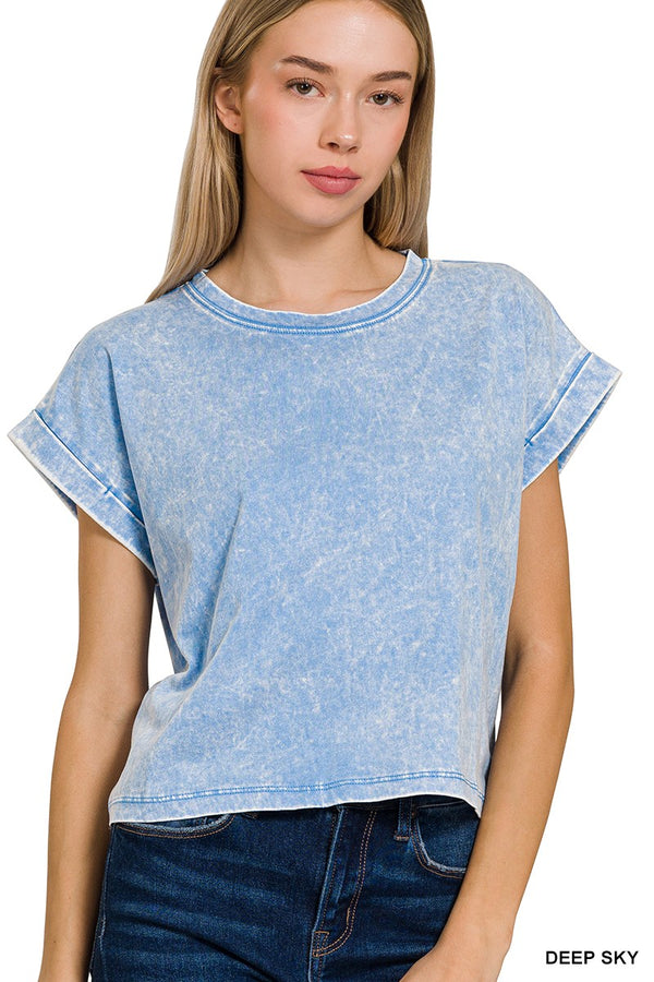 Quinn Washed Cotton Top, Deep Sky