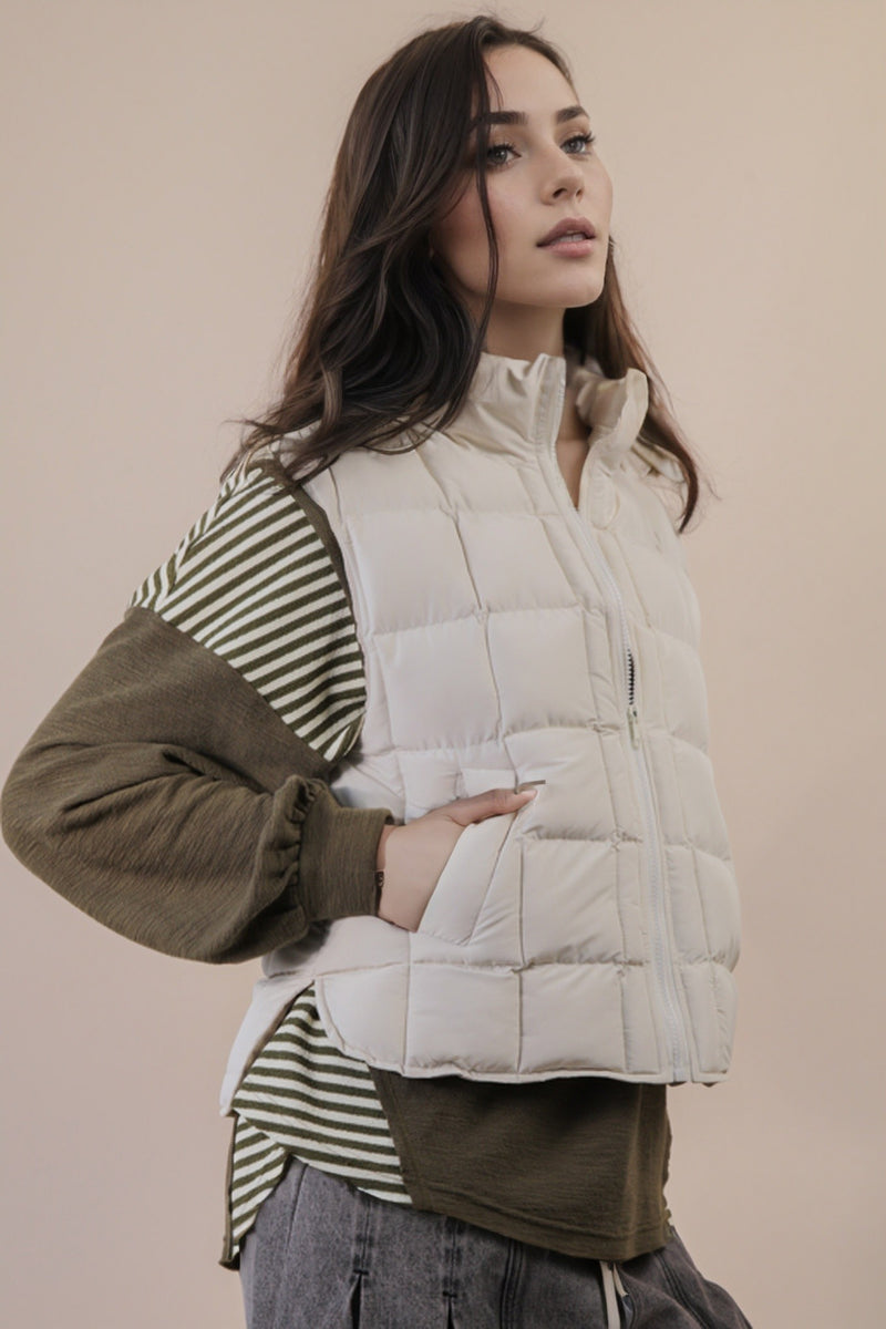 Natasha Puffer Vest, Ecru