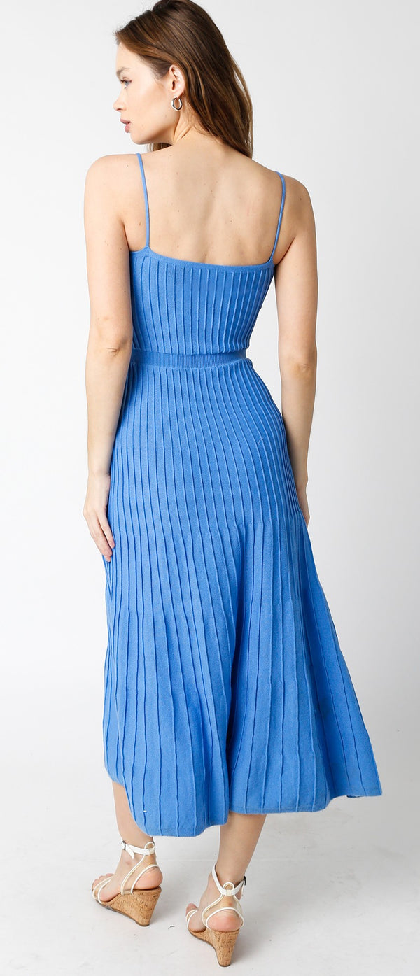 Leah Spaghetti Strap Midi Dress, Blue