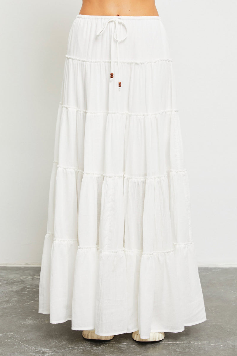 Stephanie Drawstring Waist Skirt, Off White