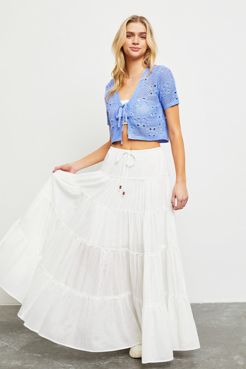 Stephanie Drawstring Waist Skirt, Off White