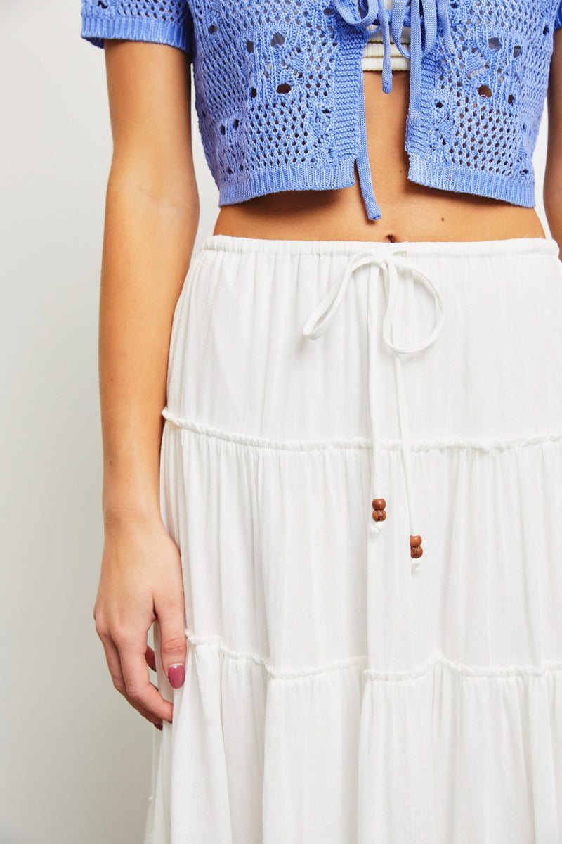 Stephanie Drawstring Waist Skirt, Off White