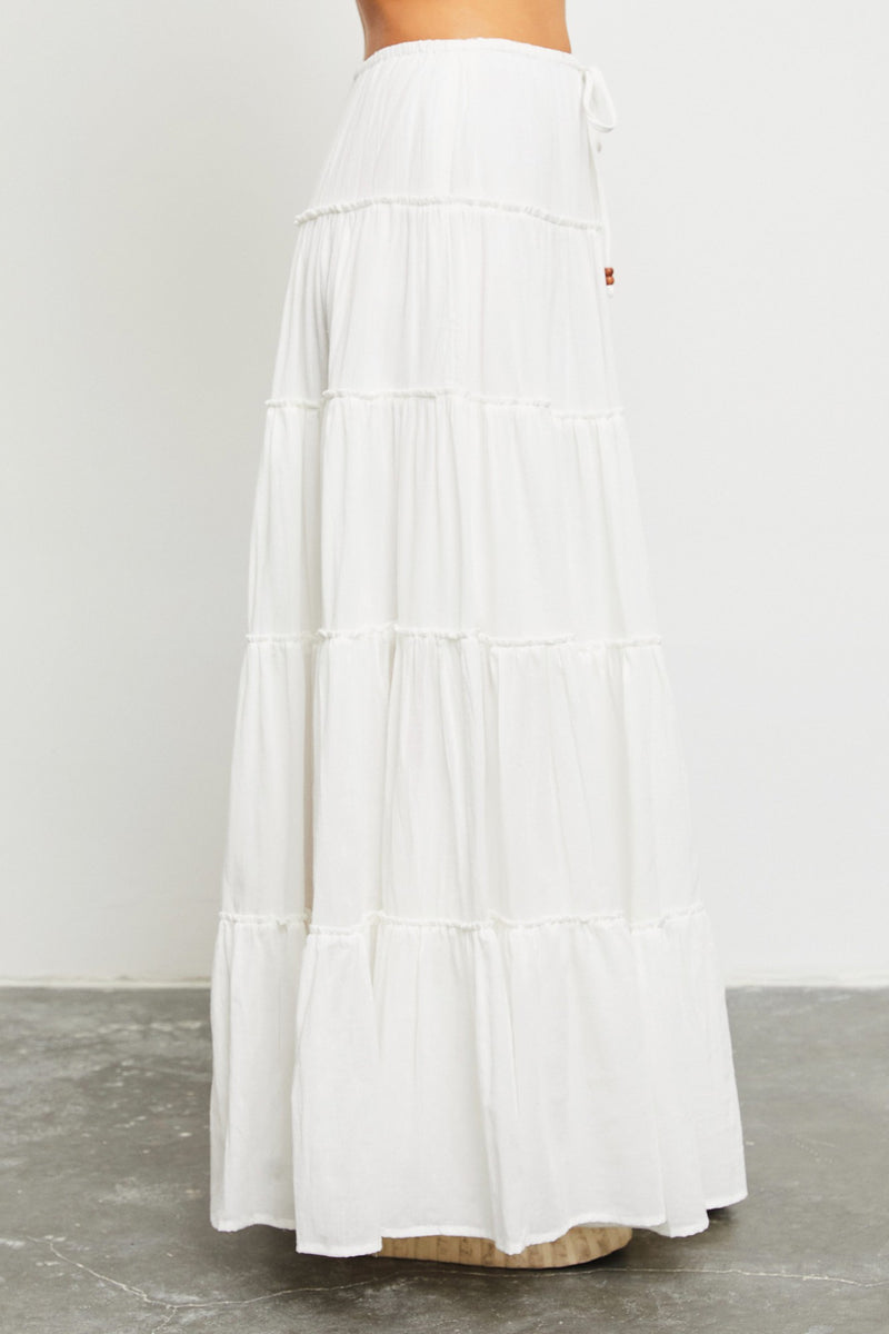 Stephanie Drawstring Waist Skirt, Off White
