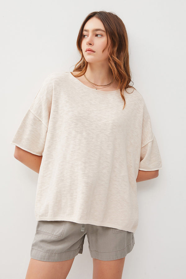 Liana Oversized Sweater Top, Natural