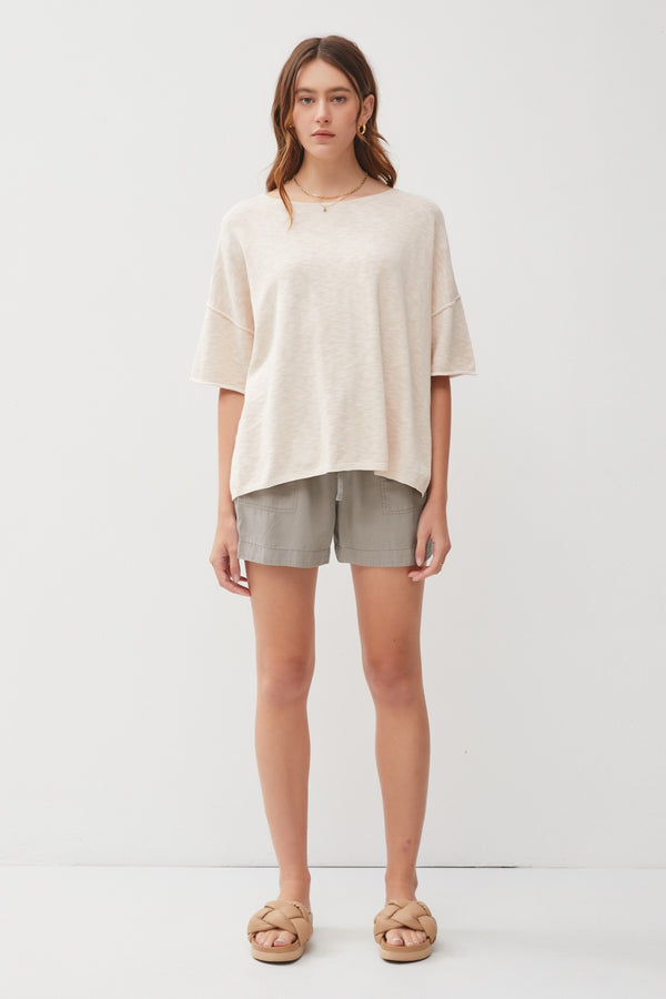 Liana Oversized Sweater Top, Natural