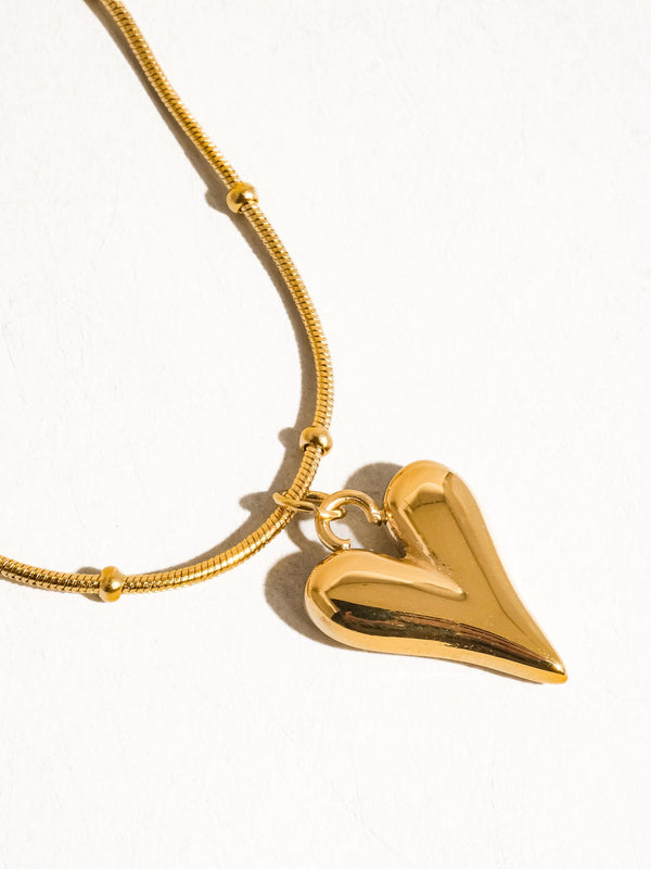 Gold Plated Heart Pendant Necklace, Gold