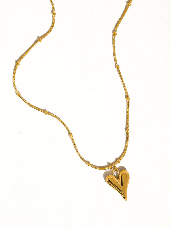 Gold Plated Heart Pendant Necklace, Gold