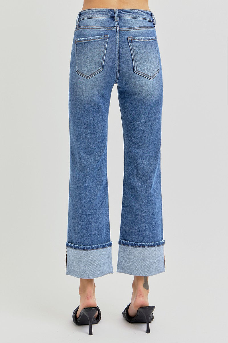 Melba Straight Wide Cuffed Jeans, Medium
