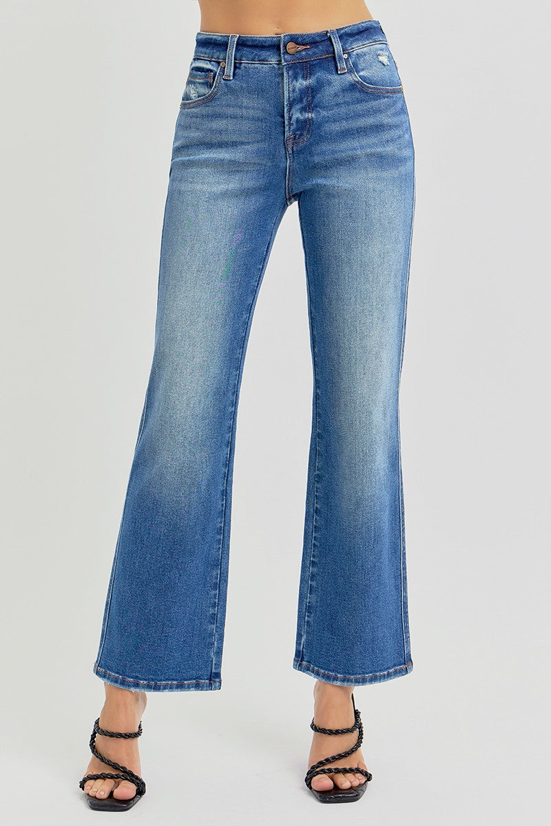 Averie High Rise Ankle Straight Jeans, Dark