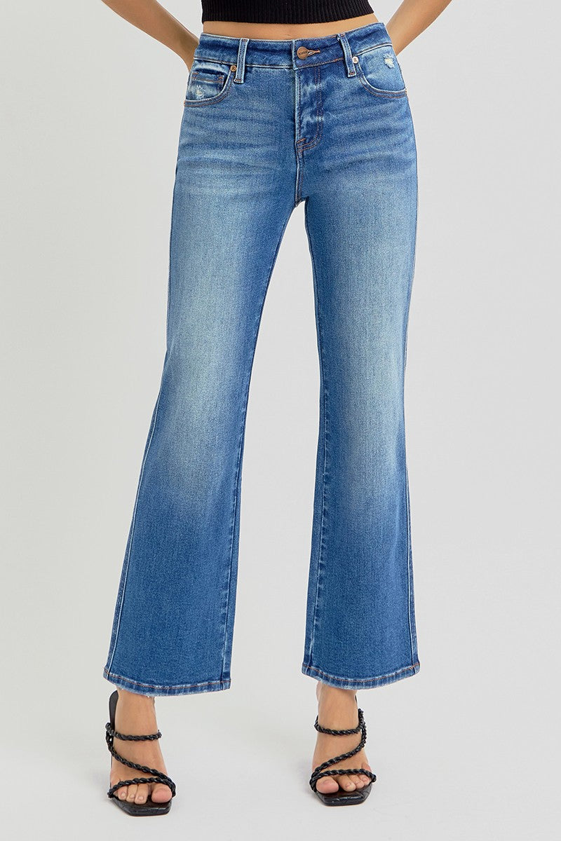 Averie High Rise Ankle Straight Jeans, Dark