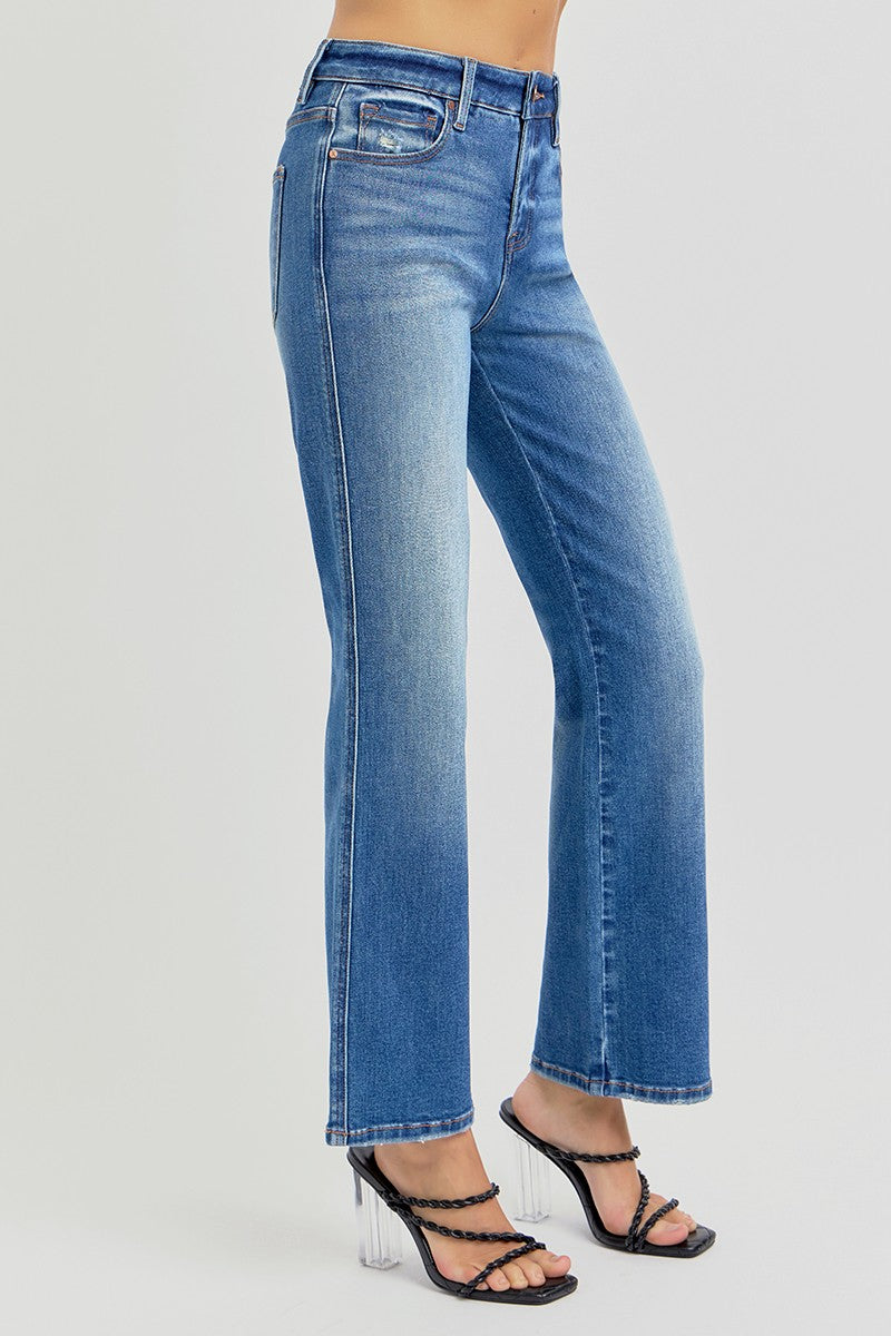 Averie High Rise Ankle Straight Jeans, Dark
