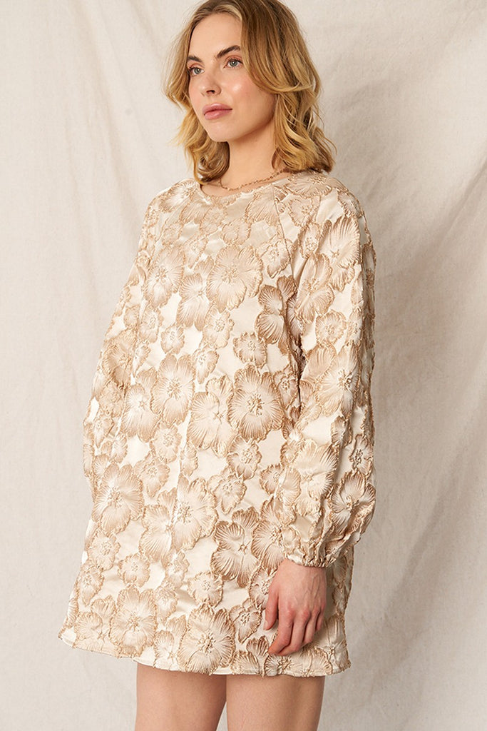 injiri CREAM APPLIQUÉ DRESS Ezra Jacquard Mini Dress, Cream Gold – North & Main Clothing Company