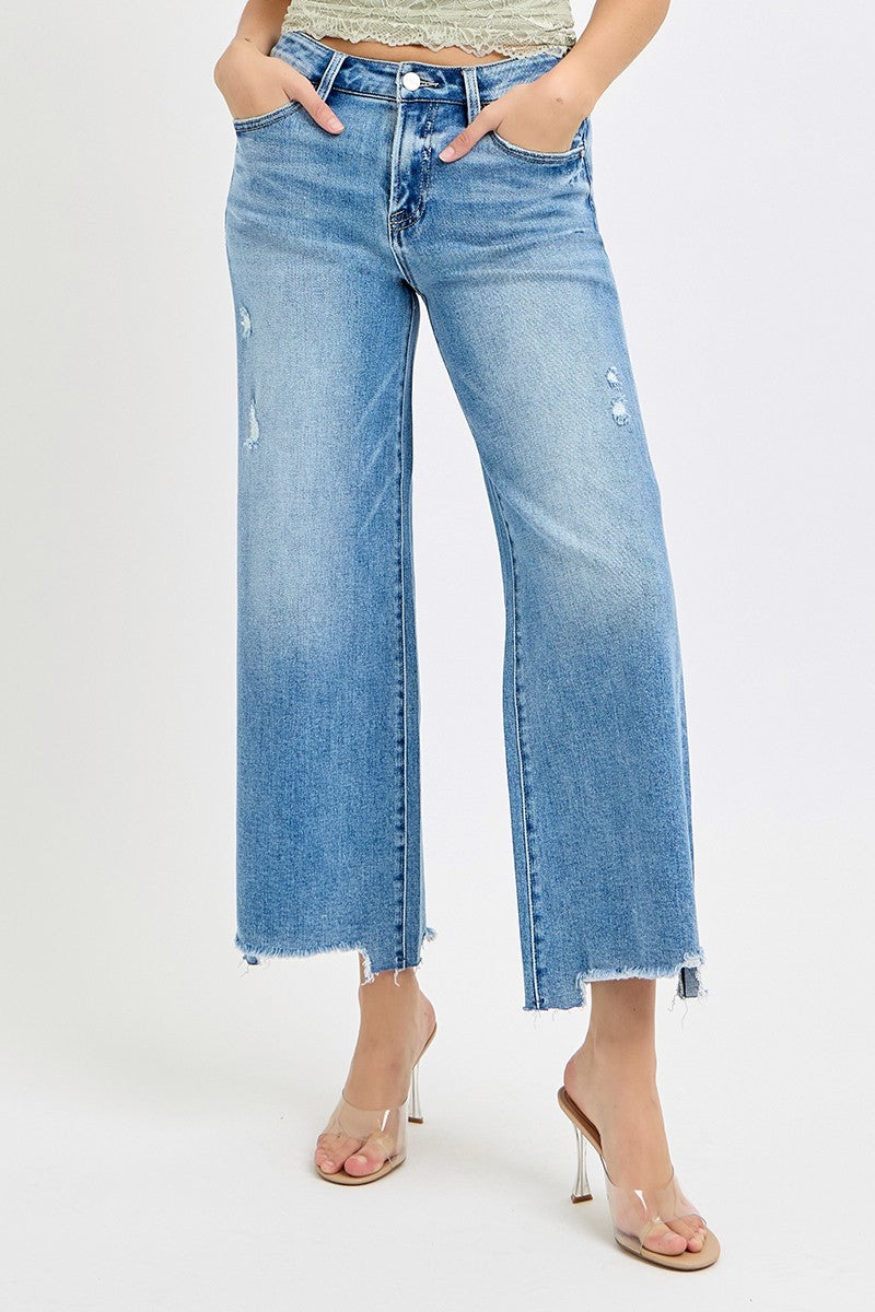 Charlotte High Rise Lightly Distressed Jeans, Medium
